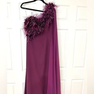 Kenzel dress one shoulder feather purple, maxi dress. Size 8 (40)